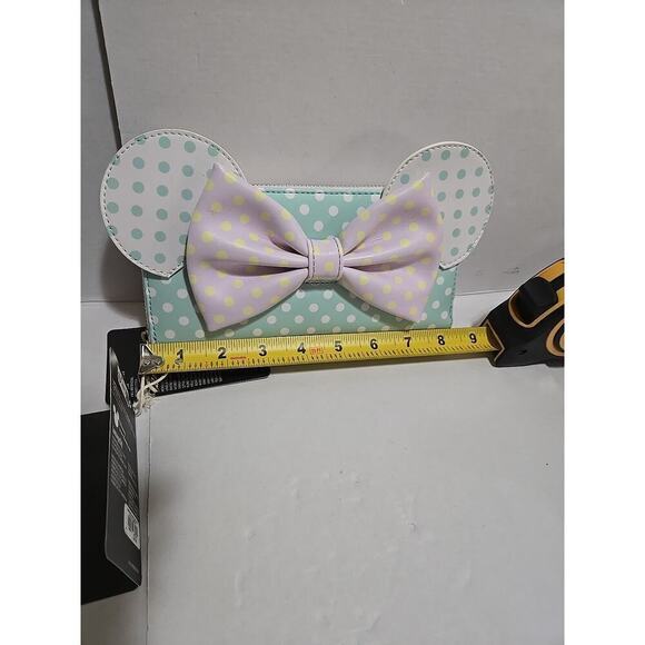 Loungefly Disney Minnie Mouse Polka Dot Wallet Pastel Zip Around With Bow Accent - Picture 5 of 11